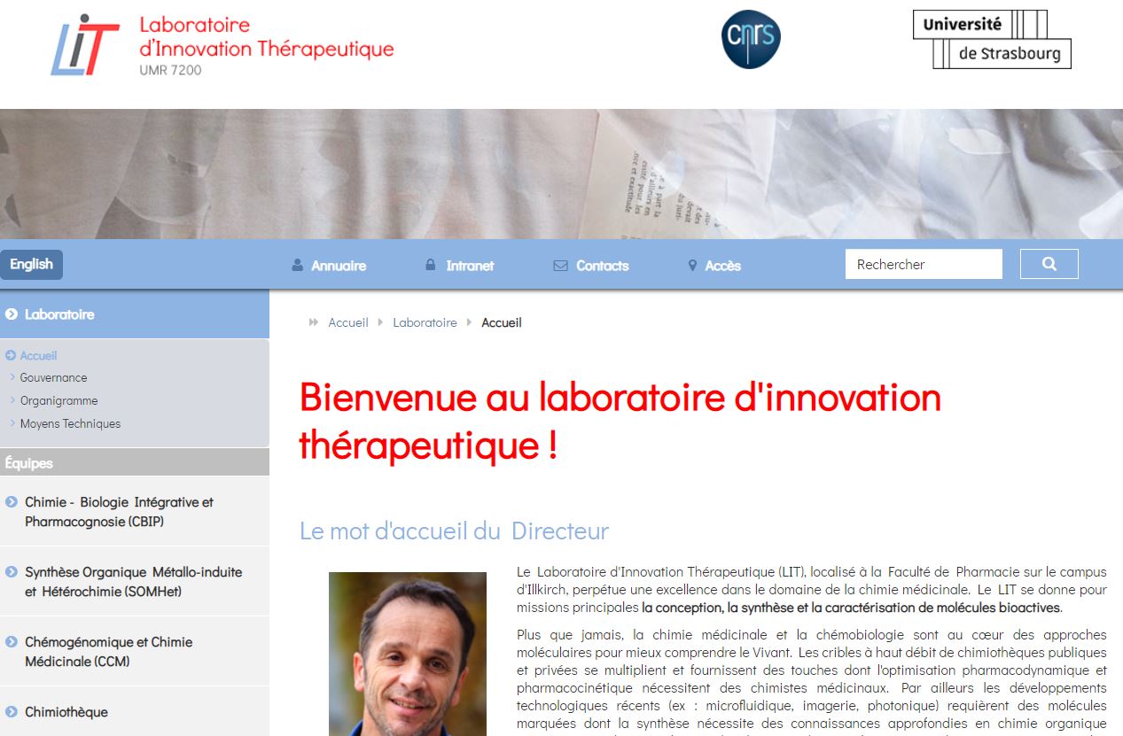 Home page site web Laboratoire d'Innovations Thérapeutique